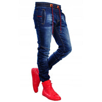 2019 Fashion Mens Jeans Patchwork Trousers with Holes Male Denim Pencil Jeans Zipper Pants Clothing Clothes