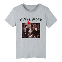 QZHIHE Horror Friends Pennywise Michael Myers Jason Voorhees Halloween Men T-Shirt Cotton Matching T-shirt