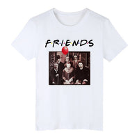 QZHIHE Horror Friends Pennywise Michael Myers Jason Voorhees Halloween Men T-Shirt Cotton Matching T-shirt