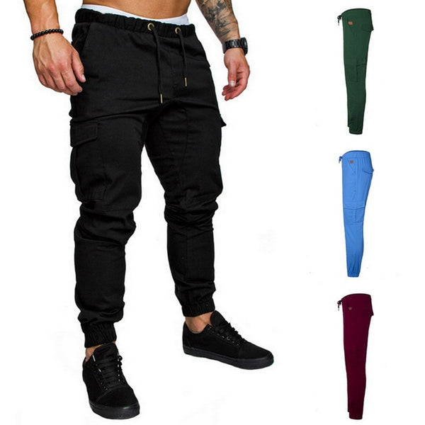 2019 Hot Men's Joggers Pants Fashion Autumn Mens Sweatpants Solid Color Pocket Camoufage Trousers Casual Long Slim Outwear Pants