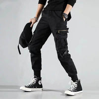 2019 Hip Hop Boy Multi-pocket Elastic Waist Design Harem Pant Men Streetwear Punk Casual Trousers Jogger Male Dancing Black Pant