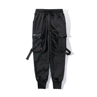 Men Ribbons Color Block Black Pocket Cargo Pants Harem Joggers Harajuku Sweatpant Hip Hop Trousers 2019 new hot sale