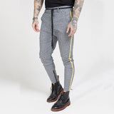 Casual Mens Chinos Cotton Slim Fit Men Pants Trousers Skinny Chinos Pants Grey Ankle Length Super Stretch Pant Plaid Side Stripe