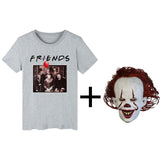 QZHIHE Horror Friends Pennywise Michael Myers Jason Voorhees Halloween Men T-Shirt Cotton Matching T-shirt