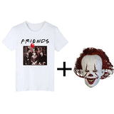 QZHIHE Horror Friends Pennywise Michael Myers Jason Voorhees Halloween Men T-Shirt Cotton Matching T-shirt