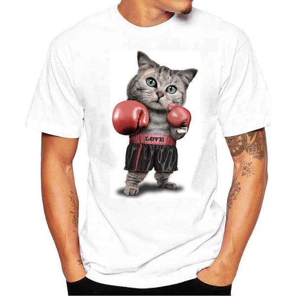 Feitong  Men Summer  Printing Tees Shirt Short Sleeve T Shirt Blouse  Cat Printed 2018 Newest  O-Neck  Spring Hot  Men Tops