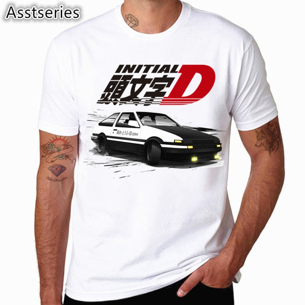 Men Print Drift Japanese Anime Fashion T Shirt Short Sleeves O Neck Summer Cool Casual AE86 Initial D Homme Tshirt