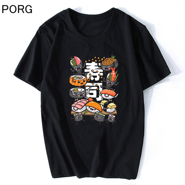 Manga Sushi Japan T Shirt Men/women Aesthetic Cute Cotton Cool Vintage Harajuku Streetwear Camisetas Hombre Anime Tshirt